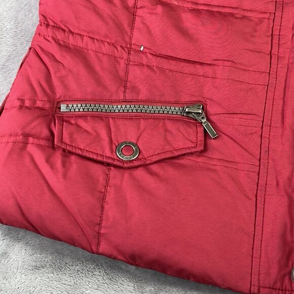 Eddie‎ Bauer Vest Women's Large Goose Down Red 700 Fill Removable Faux Fur Trim - Picture 15 of 16